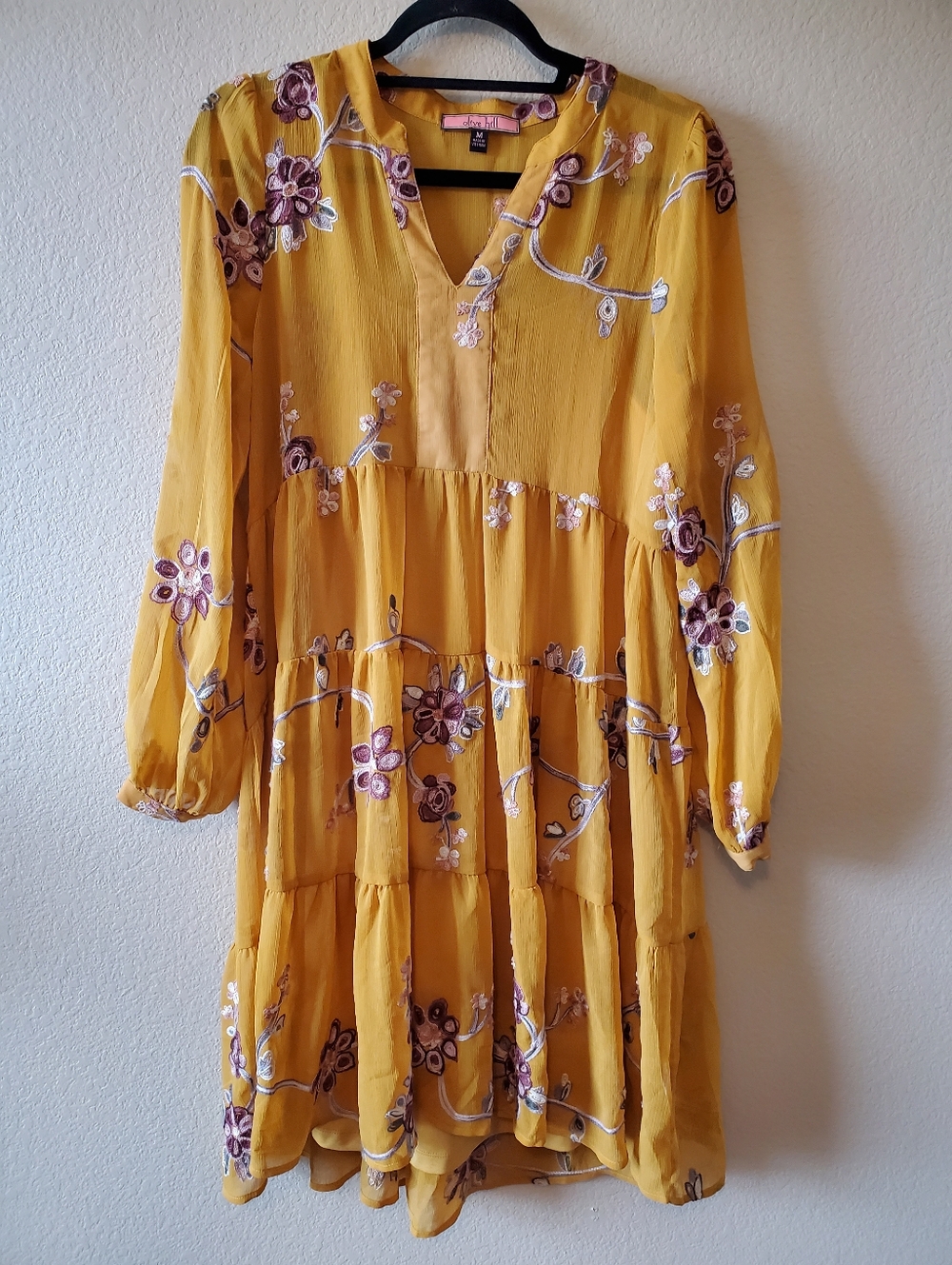 Olive Hill Embroidered Floral Tiered Boho Dress